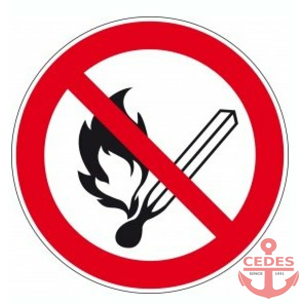 Sticker vuur,  open licht en roken verboden